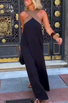 Women's Cross Halter Neck Sleeveless Stitching Dress