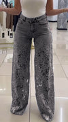 Women's Lace Patchwork Hollow Jeans