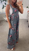 Women's Printed Pocket Casual Denim Overalls
