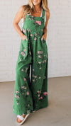 Women's Printed Pocket Casual Denim Overalls