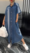 Women's V-neck Denim Letter Print Casual Dress