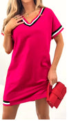 Women's V-neck Contrasting Edge Casual Dress