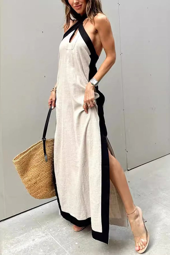 Ladies' Neck Hanging Hollow Slit Casual Temperament Dress