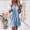 Women's V-neck Patchwork Solid Color Casual Dress