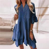 Women's V-neck Patchwork Solid Color Casual Dress