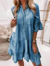 Women's V-neck Patchwork Solid Color Casual Dress