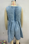 Women's V-neck Patchwork Pleated Washed Water Casual Short Jumpsuit