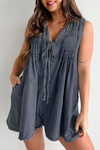 Women's V-neck Patchwork Pleated Washed Water Casual Short Jumpsuit