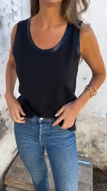 Ladies' Round Neck Spliced Casual Vest