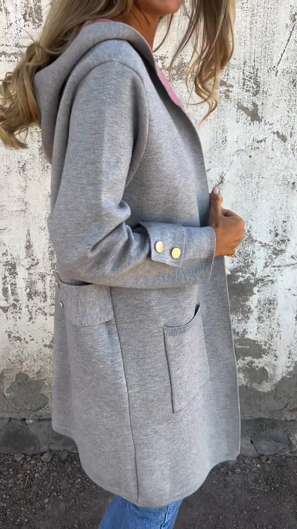 Women Round Neck Hooded Casual Jacket