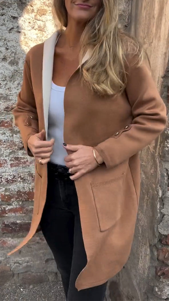 Women Round Neck Hooded Casual Jacket