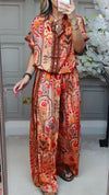Ladies' Round Neck Printed Loose Casual Suit