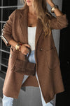 Ladies Collar Vertical Stripe Casual Coat