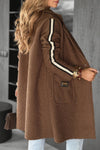 Ladies Collar Vertical Stripe Casual Coat