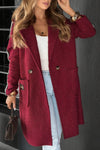 Ladies Collar Vertical Stripe Casual Coat