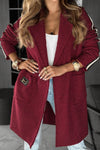 Ladies Collar Vertical Stripe Casual Coat