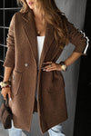 Ladies Collar Vertical Stripe Casual Coat