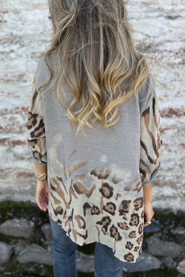 Ladies Lapel Breasted Printed Casual Top