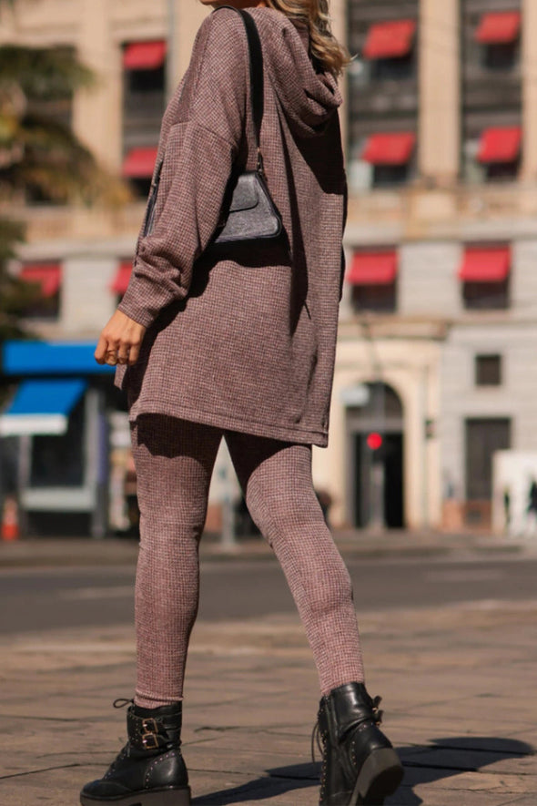 Ladies Round Neck Hooded Top+ Pants Casual Set