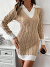 Womens Doll Collar Color Plug Knitted Short Dress
