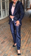 Women Lapel Sequined Jacket + Pants Commuter Temperament Suit