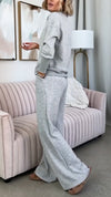 Women V-neck Patchwork Top + Pants Casual Suit