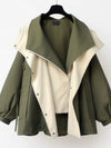 Women Lapel Loose Hooded Zippered Trench Coat