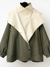 Women Lapel Loose Hooded Zippered Trench Coat