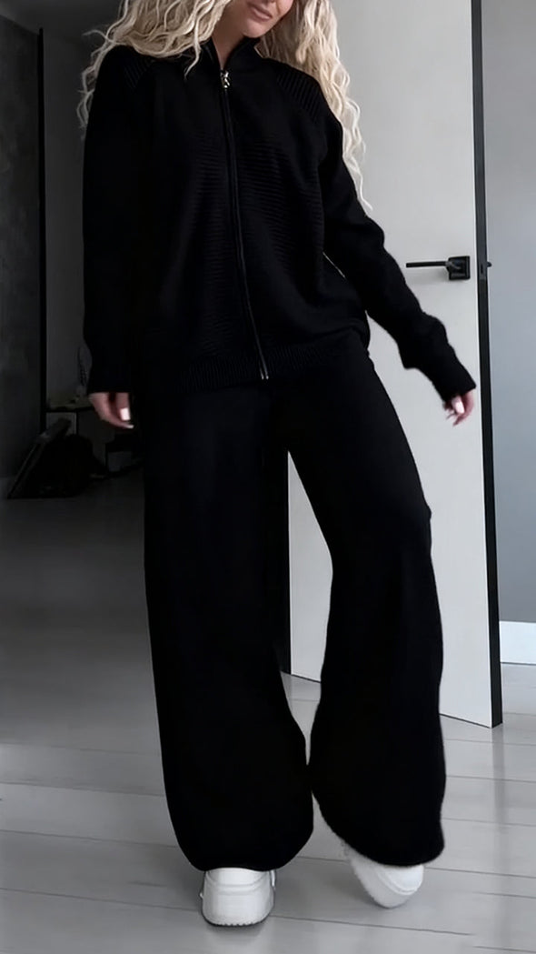 Women Solid Color Loose Casual Suit