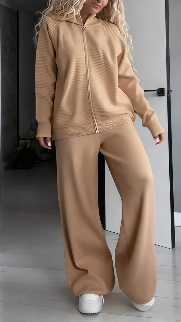 Women Solid Color Loose Casual Suit