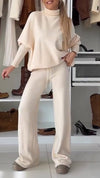 Women Half-high Collar Solid Color Casual Suit