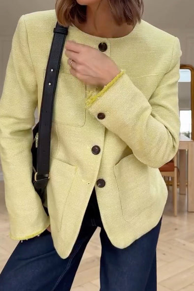 Women Elegant Office Crew Neck Short Jacket