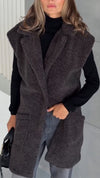 Women Lapel Plush Casual Long Vest