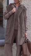 Women Lapel Plush Casual Long Vest