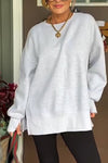 Women Round Neck Solid Color Casual Sweatshirt