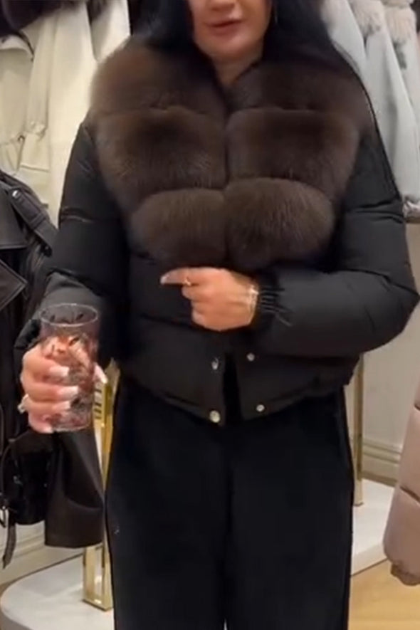 Women Fur Collar Waterproof Casual Cotton Jacket