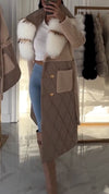 Women Fur Collar Patchwork Casual Coat