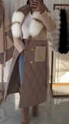 Women Fur Collar Patchwork Casual Coat