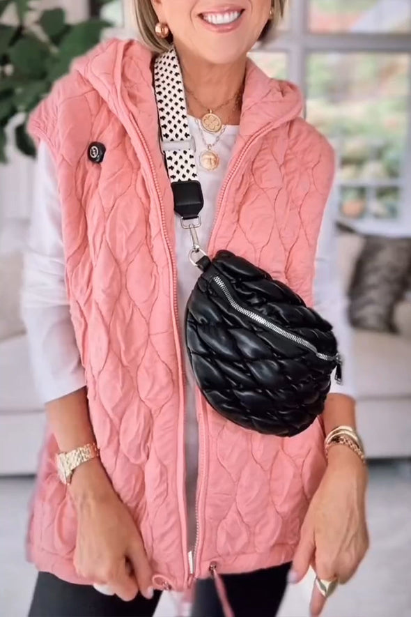 Women Solid Color Hooded Casual Vest