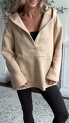 Women Solid Color Hooded Casual Sweatshirt