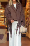 Women Western Tassel Suede Short Jacket
