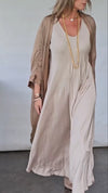 Women Round Neck Solid Color Loose Casual Dress