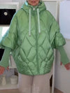 Women Hooded Zippered Splicing Knitting Casual Cotton Jacket