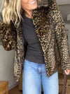 Women Lapel Leopard Print Casual Jacket