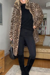 Women Lapel Leopard Print Casual Coat