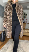 Women Lapel Leopard Print Casual Coat