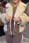 Women Party Plush Large Lapel Leopard Print Sequined Tassel Warm Coat