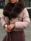 Women Fur Collar Waterproof Casual Cotton Jacket