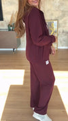 Women Round Neck Hooded Zipper Jacket + Pants Casual Suit