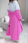 Women Casual Simple Cable Knit Long Cardigan
